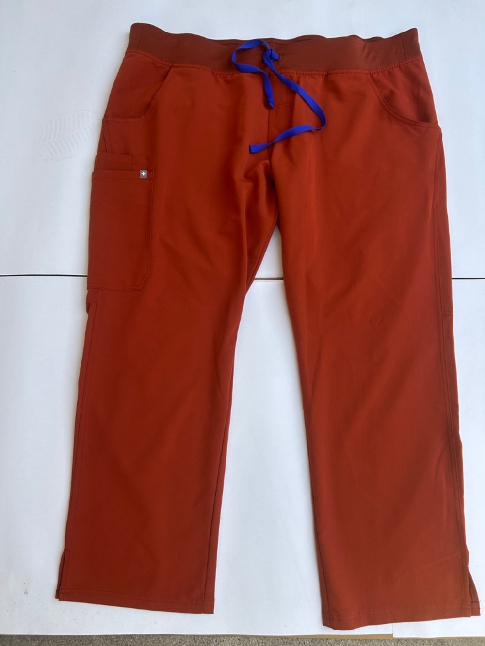 Figs Women's Rust Jogger Scrub Pants with Blue Drawstring